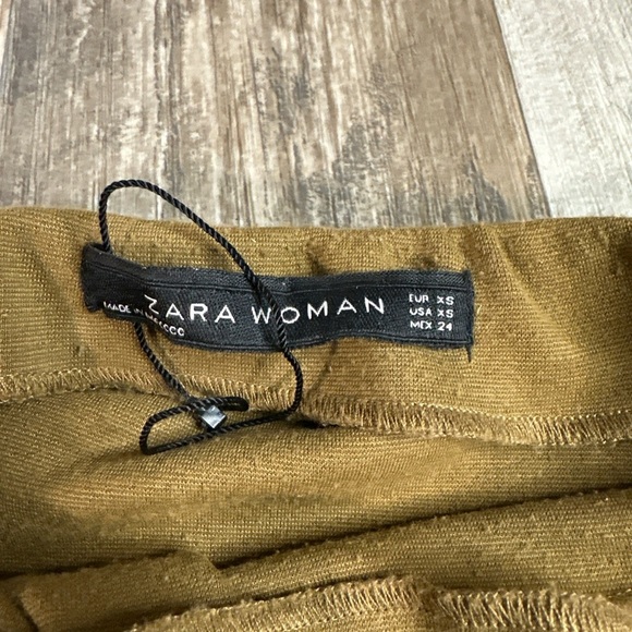 ZARA One Shoulder Sleeve Pleated Ruffled Brown Mini Dress XS - Picture 5 of 6